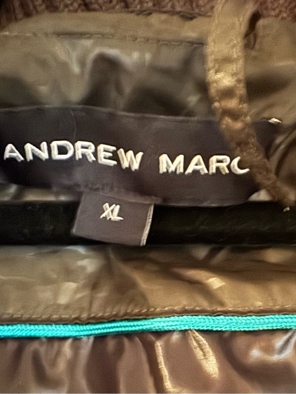 Andrew Marc Olive Green Quilted Puffer Coat with Hood and Genuine Fox Fur Trim - Picture 5 of 6